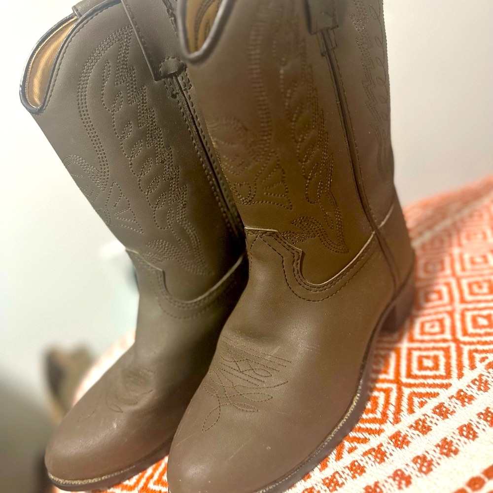 Durango Kids youth 2D Brown Cowboy cowgirl Boots Leather.